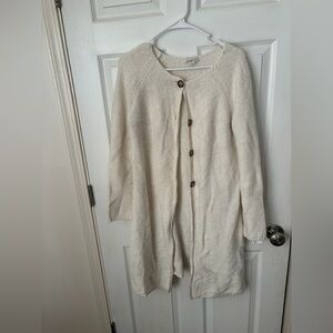 Coldwater Creek Cream Cardigan with Wooden Buttons